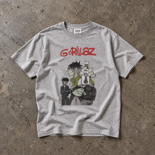 Gorillaz shirt grey red logo - red,